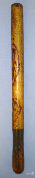  1830 Dated British William IV Ash Tipstaff Truncheon With Hand Painted Decoration Including ‘WIVR’ (William IV Rex) & DMW  Antique & Militaria