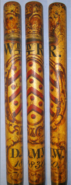 1830 Dated British William IV Ash Tipstaff Truncheon With Hand Painted Decoration Including ‘WIVR’ (William IV Rex) & DMW  Antique & Militaria