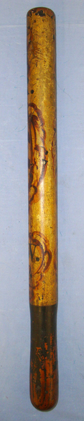  1830 Dated British William IV Ash Tipstaff Truncheon With Hand Painted Decoration Including ‘WIVR’ (William IV Rex) & DMW  Antique & Militaria