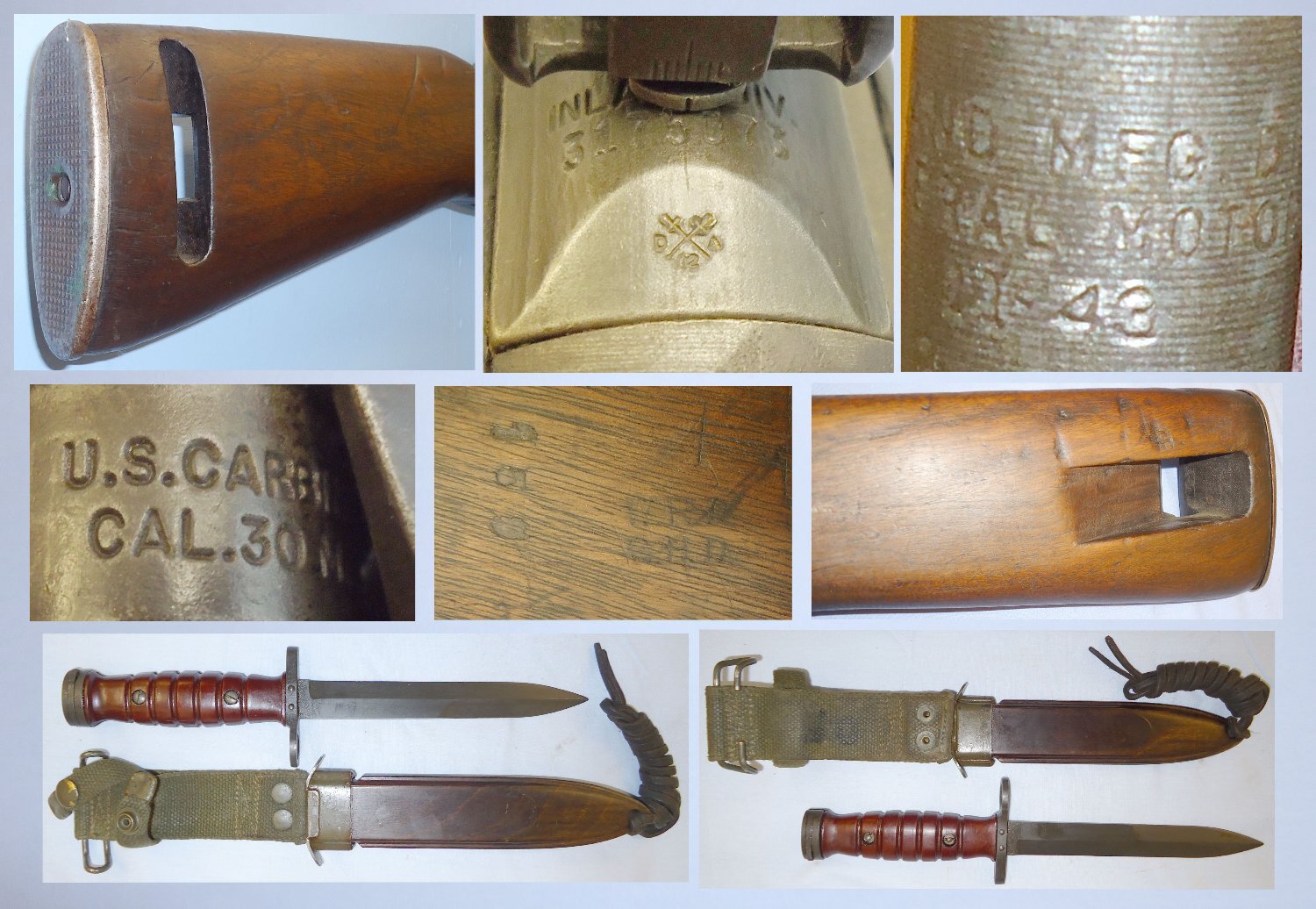 Inland (GM) WW2 1943 U.S. Army M1 .30 Calibre Carbine By General Motors Inland Division GMC with M4 Bayonet Scabbard & Webbing Frog. **UK DEACTIVATION CERTIFICATED**. 21393:5. Bolt Action .30 Rifle
