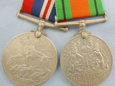 WWII Pair – The Defence Medal & The War Medal 1939-1945. BA 451. WWII Pair – The Defence Medal & The War Medal 1939-1945. BA 451.  Antique & Militaria