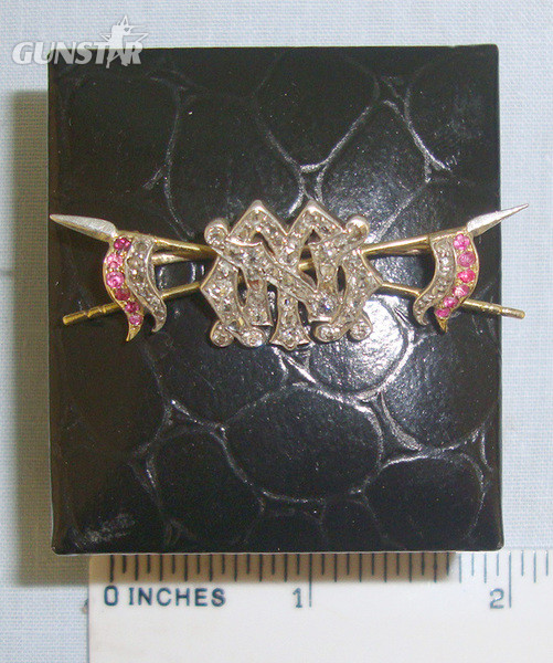 Boxed, Victorian Gold, Platinum, Cut Diamonds & Rubies Sweetheart Broach With Stylised Monogram ‘MN’ Reputedly To An Officer By the Name Of Nolan Serving With The British Light Brigade Antique & Militaria in 
