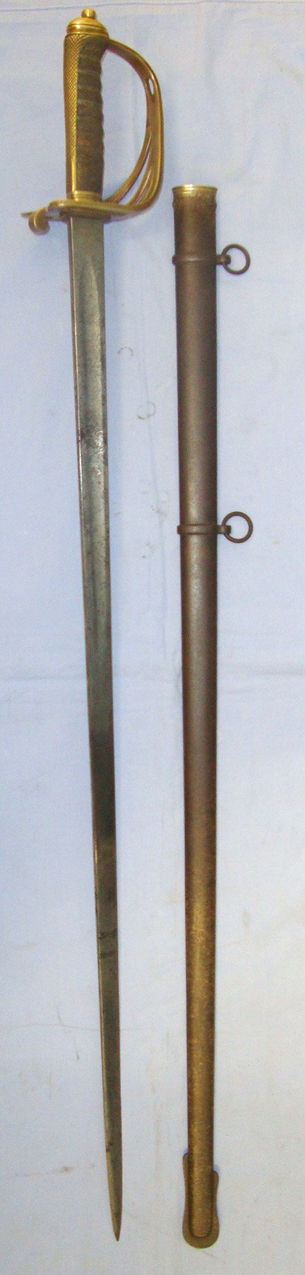  1901-1910 Victorian British Edward VII 1st Volunteer Battalion Cheshire Regiment 1822 Pattern Infantry Officer’s Sword With Etched & Blue Blade By Hobson & Sons, London, Brass Gothic Style Pierced Basket Hilt & Scabbard. Sn 22426:59 Sword