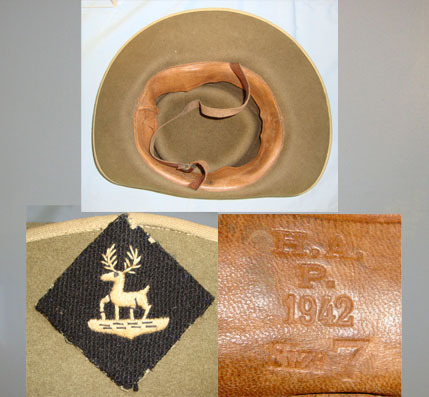  HAP Hertfordshire Regiment Tropical Slouch Hat With Formation Patch By H.A.P. Size 7 Clothing