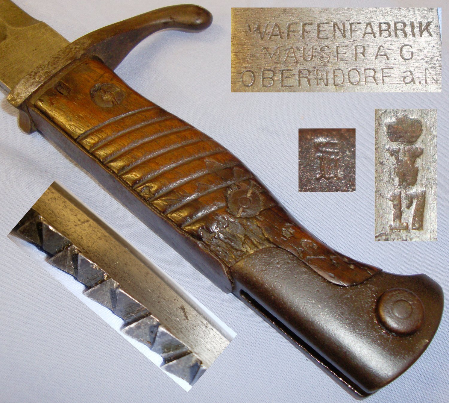 German WWII ‘M1898/05 Sawback ‘Butcher’ Bayonet Scabbard & Leather Frog. 20122. Bayonet