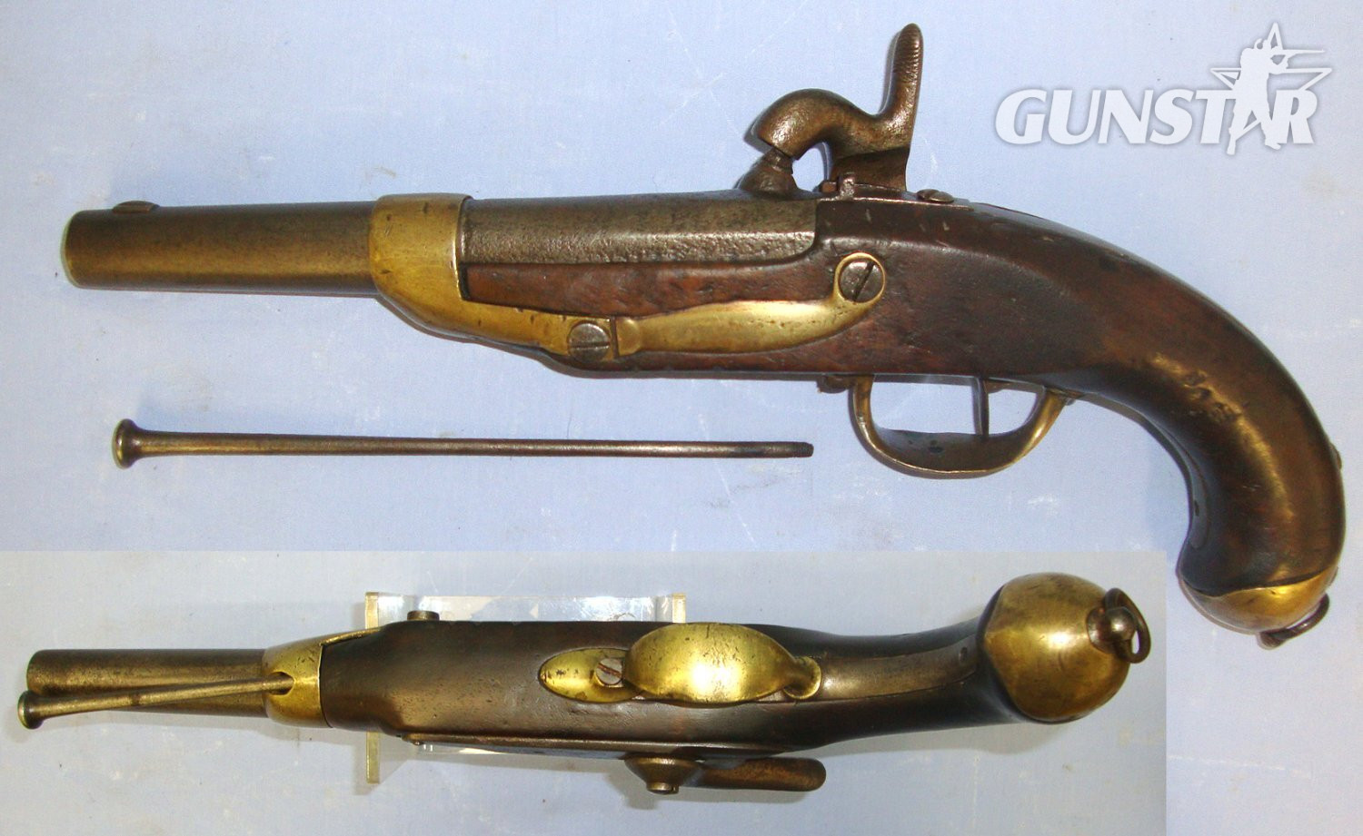  French Model 1822 St Etienne Arsenal .700 Calibre Muzzle Loading Dragoon Cavalry Percussion Pistol With Regulation Brass Fittings & Iron Ram Rod. Sn 22915 None Muzzleloader