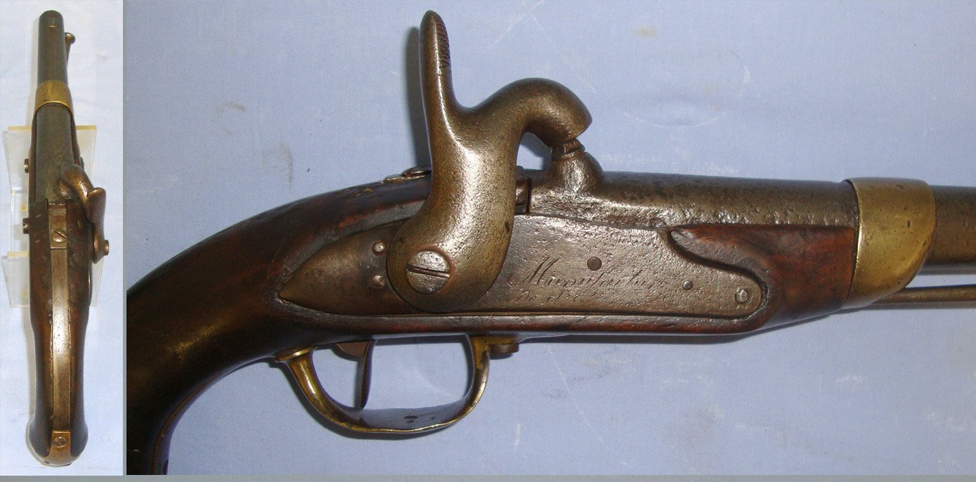 French Model 1822 St Etienne Arsenal .700 Calibre Muzzle Loading Dragoon Cavalry Percussion Pistol With Regulation Brass Fittings & Iron Ram Rod. Sn 22915 None Muzzleloader