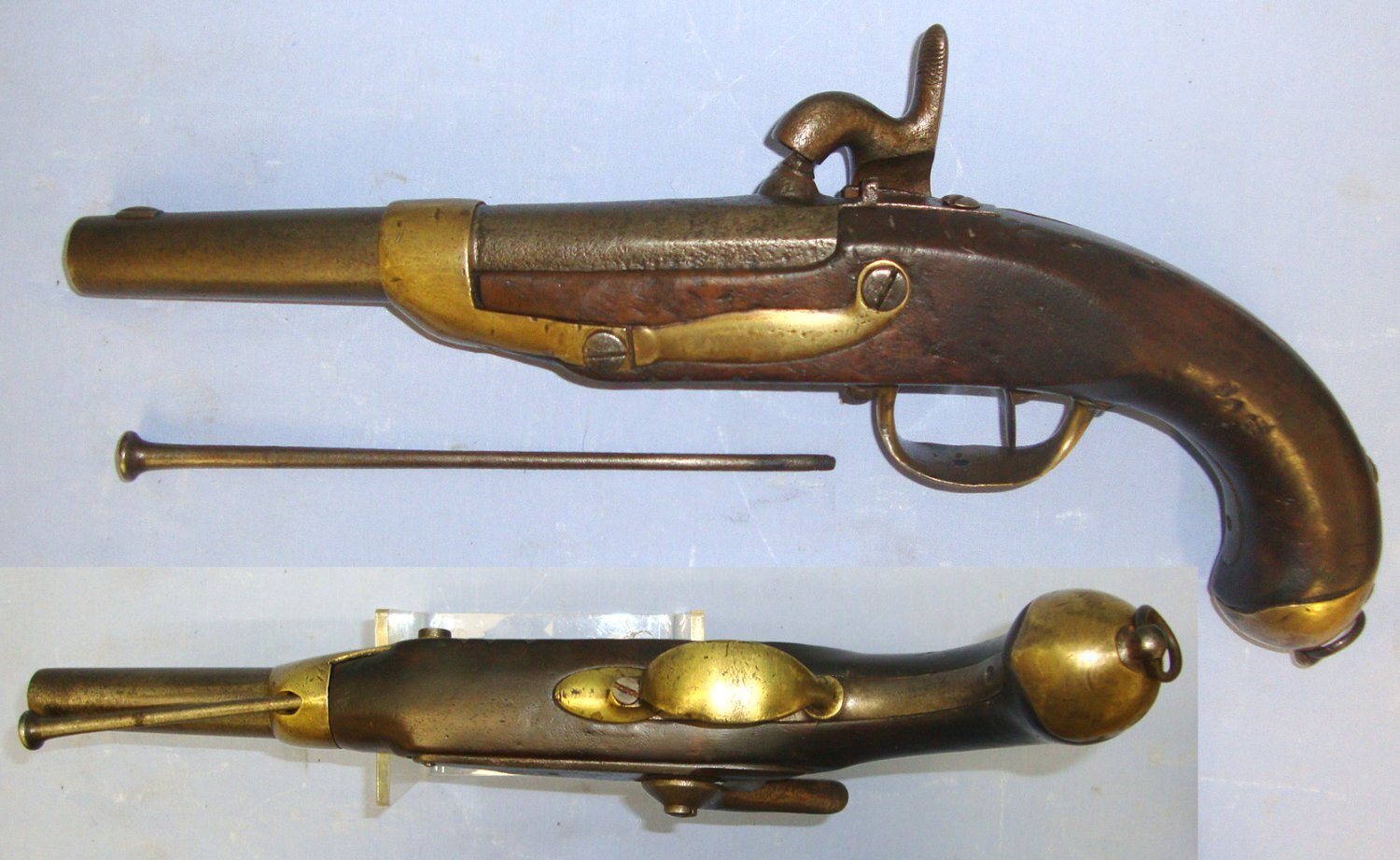  French Model 1822 St Etienne Arsenal .700 Calibre Muzzle Loading Dragoon Cavalry Percussion Pistol With Regulation Brass Fittings & Iron Ram Rod. Sn 22915 None Muzzleloader