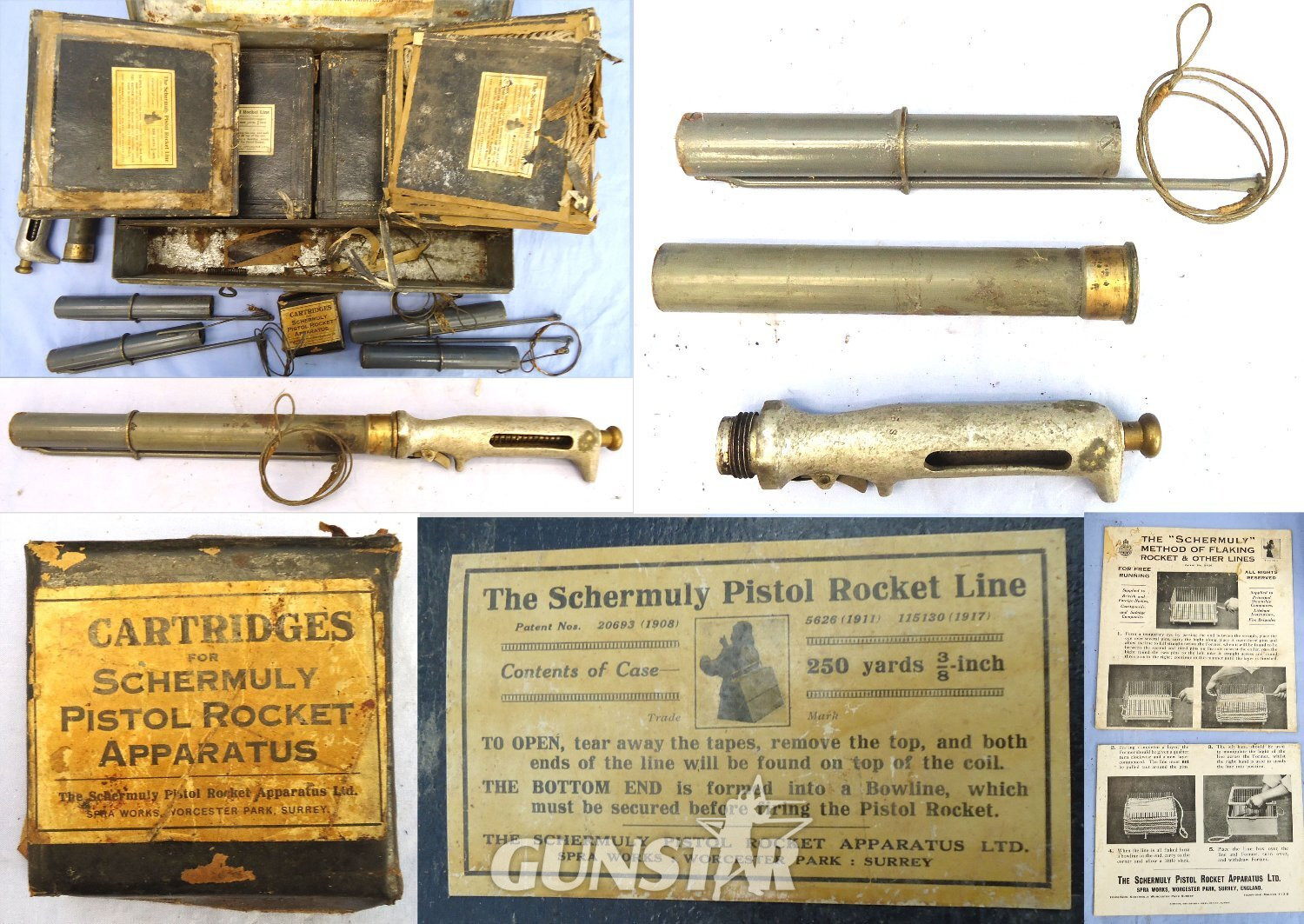Original Schmeruly SPRA Pistol Rocket Line throwing Apparatus contained in its Original Tin plated Carrying Case. Sn 23496 None Line Thrower