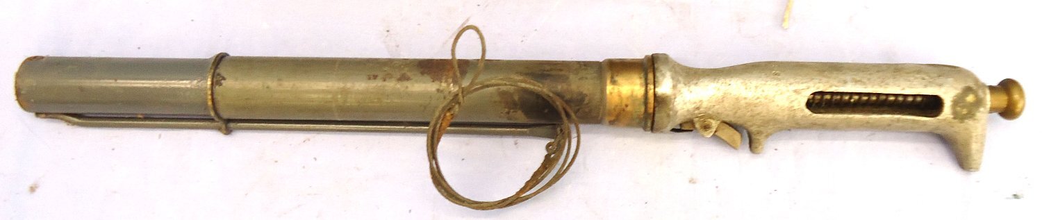 Original Schmeruly SPRA Pistol Rocket Line throwing Apparatus contained in its Original Tin plated Carrying Case. Sn 23496 None Line Thrower - {CATEGORY}