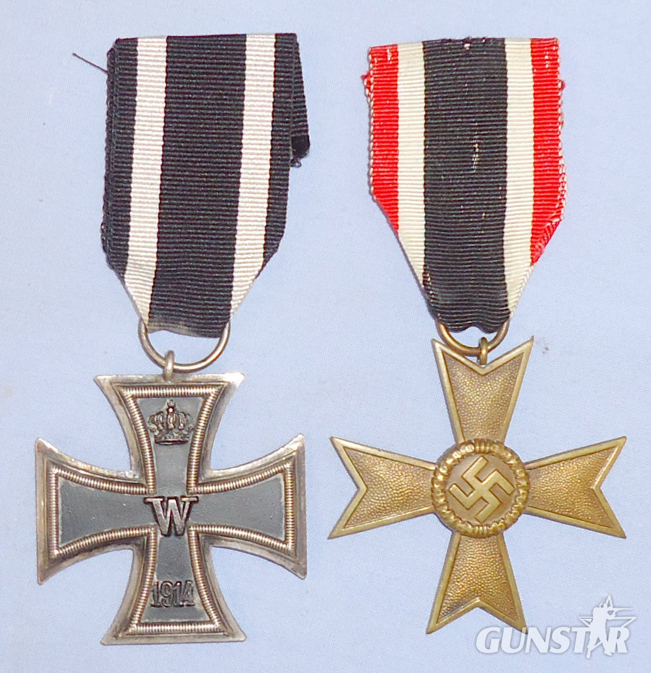 Pair* 1939 Nazi 2nd Class War Merit Cross and WWI Imperial Army 2nd Class Iron Cross with Ribbons. N 121. Pair* 1939 Nazi 2nd Class War Merit Cross and WWI Imperial Army 2nd Class Iron Cross with Ribbons. N 121.  Antique & Militaria in 