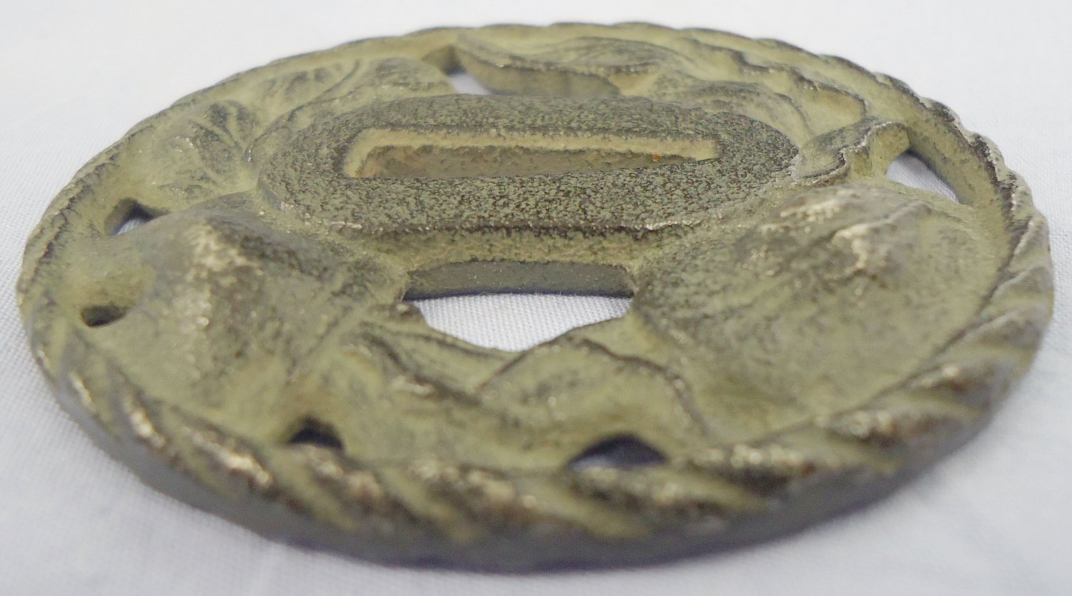 EXPERT ASSESSED**c1900-1940 Cast Iron Tsuba in the Echizen Kinai Masters Style. ED 826. EXPERT ASSESSED**c1900-1940 Cast Iron Tsuba in the Echizen Kinai Masters Style. ED 826. Antique & Militaria