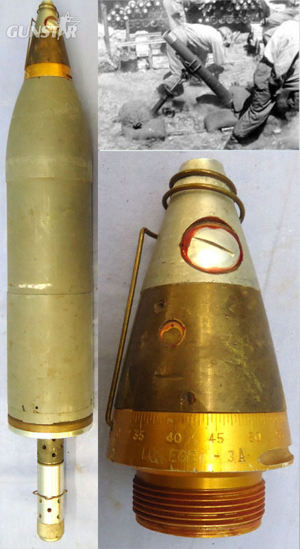 INERT DEACTIVATED. Unfired, American, Korean War Era, 1947, 4.2 Inch M335 Illumination Mortar & Fuze. - O 2068 INERT DEACTIVATED. Unfired, American, Korean War Era, 1947, 4.2 Inch M335 Illumination Mortar & Fuze. - O 2068  Other Ammunition in 