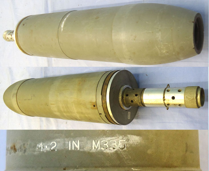 INERT DEACTIVATED. Unfired, American, Korean War Era, 1947, 4.2 Inch M335 Illumination Mortar & Fuze. - O 2068 INERT DEACTIVATED. Unfired, American, Korean War Era, 1947, 4.2 Inch M335 Illumination Mortar & Fuze. - O 2068  Other Ammunition
