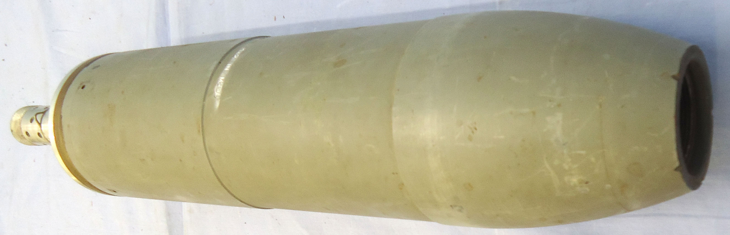 INERT DEACTIVATED. Unfired, American, Korean War Era, 1947, 4.2 Inch M335 Illumination Mortar & Fuze. - O 2068 INERT DEACTIVATED. Unfired, American, Korean War Era, 1947, 4.2 Inch M335 Illumination Mortar & Fuze. - O 2068  Other Ammunition - {CATEGORY}