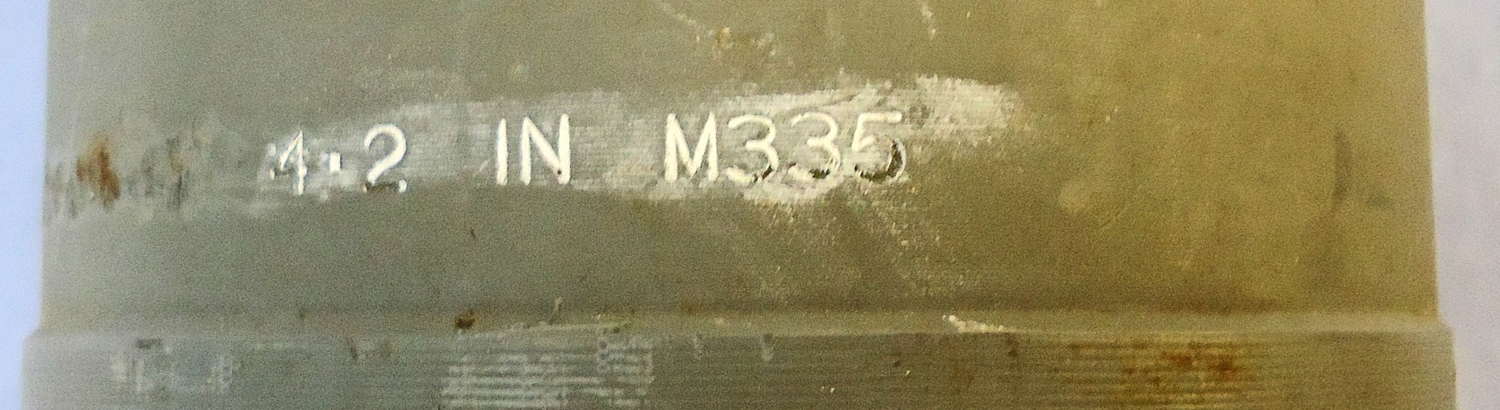 {CATEGORY} - INERT DEACTIVATED. Unfired, American, Korean War Era, 1947, 4.2 Inch M335 Illumination Mortar & Fuze. - O 2068 INERT DEACTIVATED. Unfired, American, Korean War Era, 1947, 4.2 Inch M335 Illumination Mortar & Fuze. - O 2068  Other Ammunition