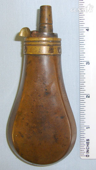 Pear Shaped Copper Black Powder Flask With Sprung Brass Nozzle Black Powder Flask With Sprung Brass Nozzle Other Accessory in 