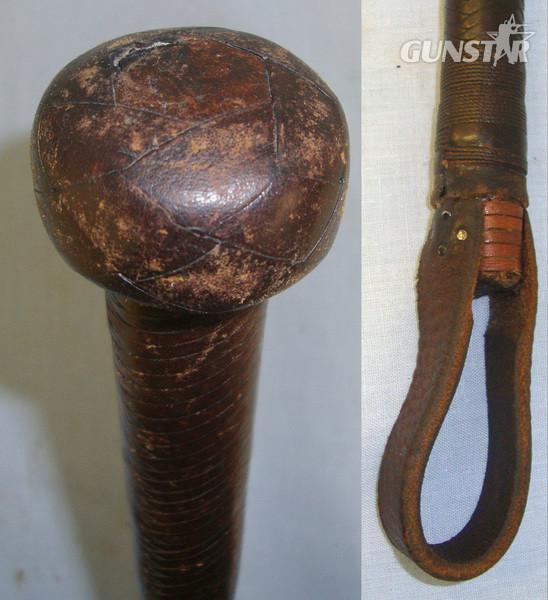 Boer War / WW1 Era British Cavalry Officers Private Leather Bound Riding Crop / Club With Integral Weighted Head For Self Defence Or Battle Use. Antique & Militaria