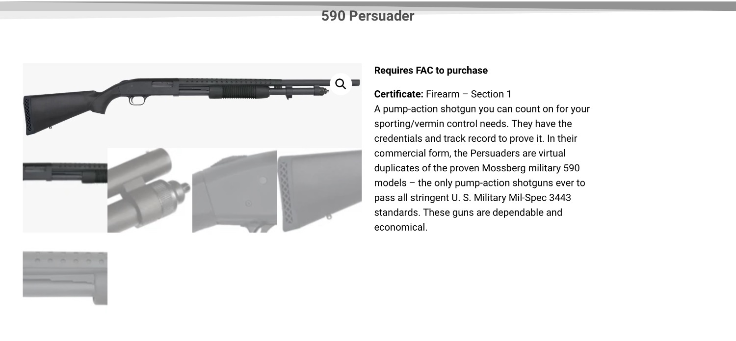 Mossberg 590 Persuader Pump Action 12 Bore/gauge