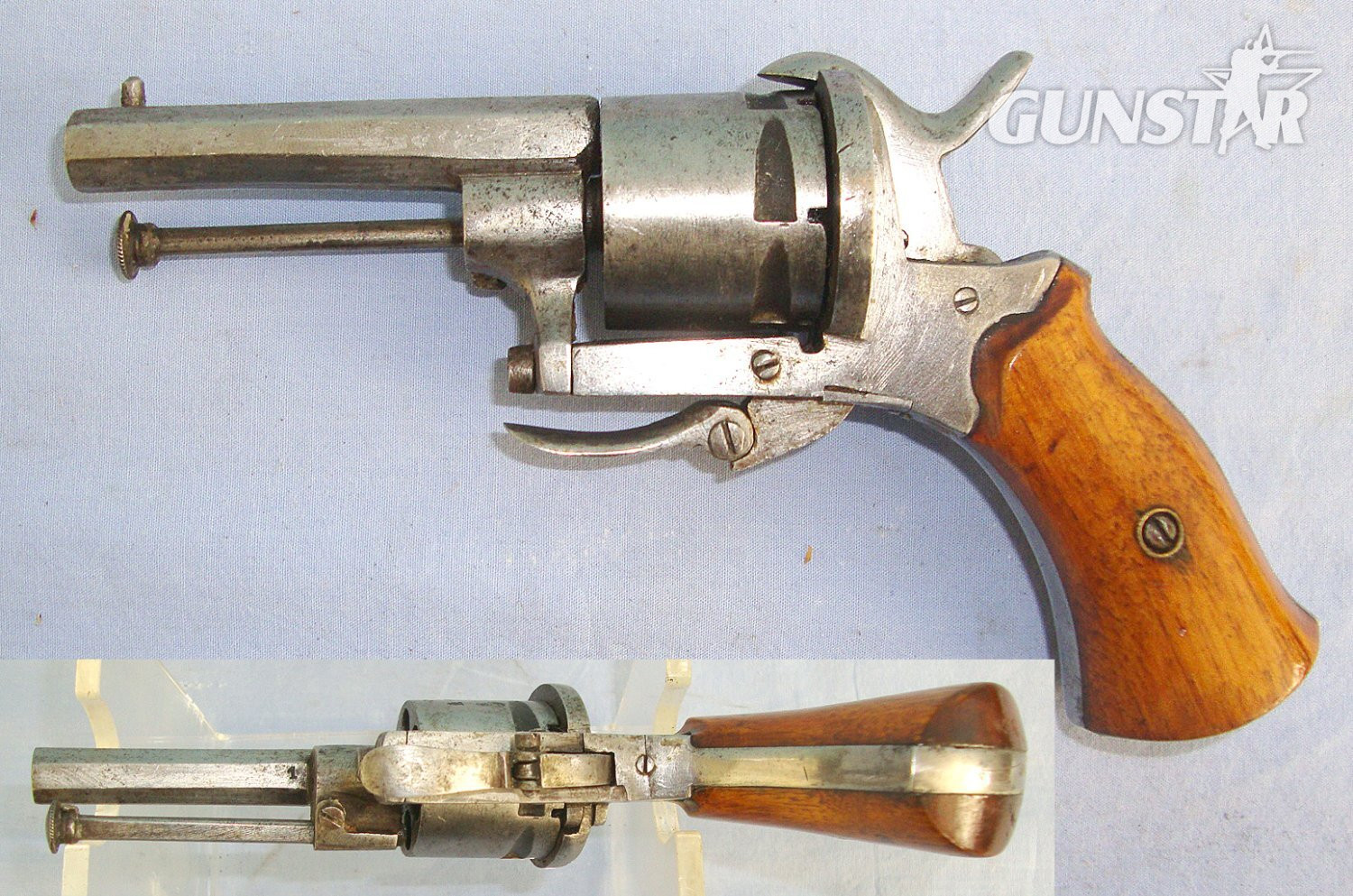  C1870 Belgian Liege 7mm Pinfire Obsolete Calibre 6 Shot Double Action Pocket Revolver With Folding Trigger & Captive Ejector Rod. Sn 23484:116  pinfire revolver 7mm Revolver