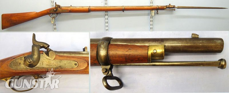 Tower Tower, 1858 Dated, India Issue 3 Band .586” Smoothbore Percussion Musket. Sn - 21443 Single Shot None Rifle in 