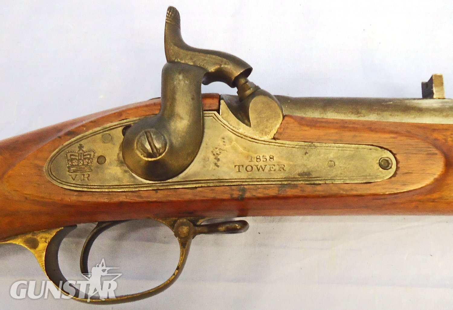 Tower Tower, 1858 Dated, India Issue 3 Band .586” Smoothbore Percussion Musket. Sn - 21443 Single Shot None Rifle - {CATEGORY}