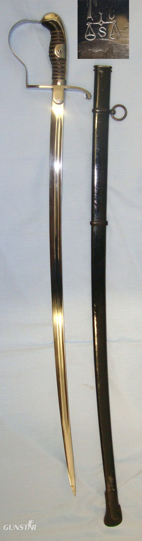 WW1 Era Imperial Prussian Alcoso (Alex Coppel Solingen) 1918 Pattern Light Cavalry & Artillery Officer’s Sword With Scabbard. Sn 22441:13 Sword in 