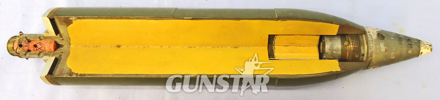 INERT DEACTIVATED. MINT, Unfired, American, Korean War Era, 1947 dated, 4.2 Inch Quarter Sectioned M329 High Explosive (HE) Mortar & Fuze. - O 2067 INERT DEACTIVATED. MINT, Unfired, American, Korean War Era, 1947 dated, 4.2 Inch Quarter Sectioned M329 High Explosive (HE) Mortar & Fuze. - O 2067  Other Ammunition - {CATEGORY}