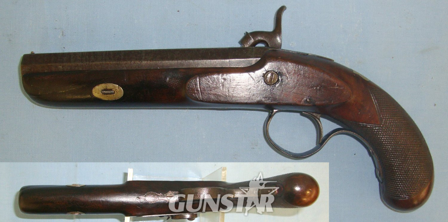  MINT BORE**C1830 English Foxall Percussion 15 Bore Traveling Pistol With Octagonal Barrel. Sn 22536 16 Bore/gauge Muzzleloader