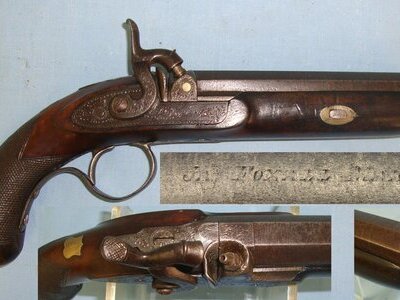MINT BORE**C1830 English Foxall Percussion 15 Bore Traveling Pistol With Octagonal Barrel. Sn 22536 16 Bore/gauge Muzzleloader