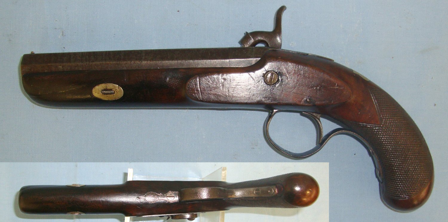  MINT BORE**C1830 English Foxall Percussion 15 Bore Traveling Pistol With Octagonal Barrel. Sn 22536 16 Bore/gauge Muzzleloader