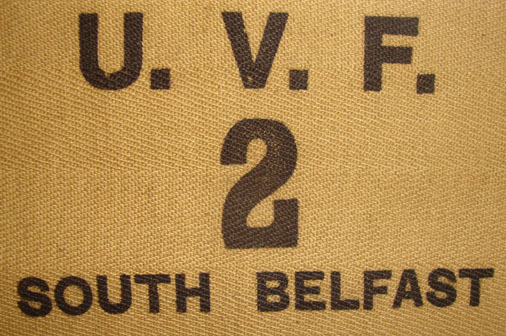  Ulster Volunteer Force (UVF) 2nd Battalion South Belfast Arm Band (2 available). Original, 1970’s Ulster Volunteer Force (UVF) 2nd Battalion South Belfast Arm Ba Clothing