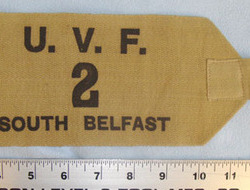 Ulster Volunteer Force (UVF) 2nd Battalion South Belfast Arm Band (2 available). Original, 1970’s Ulster Volunteer Force (UVF) 2nd Battalion South Belfast Arm Ba Clothing