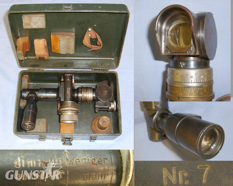 Transit Cased Inter War & WW2 Era German Wehrmacht Hensoldt Wetzlar Rundblickfehrnrohr 32, Rbl.F. 32 4 x Magnification Panoramic Optical Gun Sight.  Sight & Optic