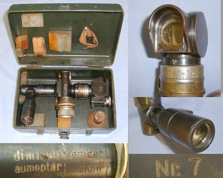 Transit Cased Inter War & WW2 Era German Wehrmacht Hensoldt Wetzlar Rundblickfehrnrohr 32, Rbl.F. 32 4 x Magnification Panoramic Optical Gun Sight.  Sight & Optic