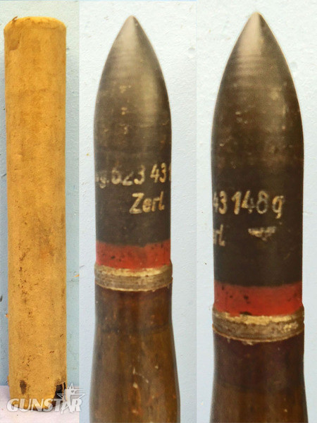  INERT DEACTIVATED. German, WW2, 1943 Dated, 20mm Soluthern (20x138B) (Flak 30 & 38) Armour Piercing/Trace Round & Cardboard Transit Tube. - O 1931 INERT DEACTIVATED. German, WW2, 1943 Dated, 20mm Soluthern (20x138B) (Flak 30 & 38) Armour Piercing/Trace Round & Cardboard Transit Tube. - O 1931  Other Ammunition