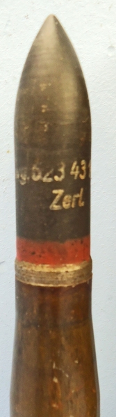 INERT DEACTIVATED. German, WW2, 1943 Dated, 20mm Soluthern (20x138B) (Flak 30 & 38) Armour Piercing/Trace Round & Cardboard Transit Tube. - O 1931 INERT DEACTIVATED. German, WW2, 1943 Dated, 20mm Soluthern (20x138B) (Flak 30 & 38) Armour Piercing/Trace Round & Cardboard Transit Tube. - O 1931  Other Ammunition 