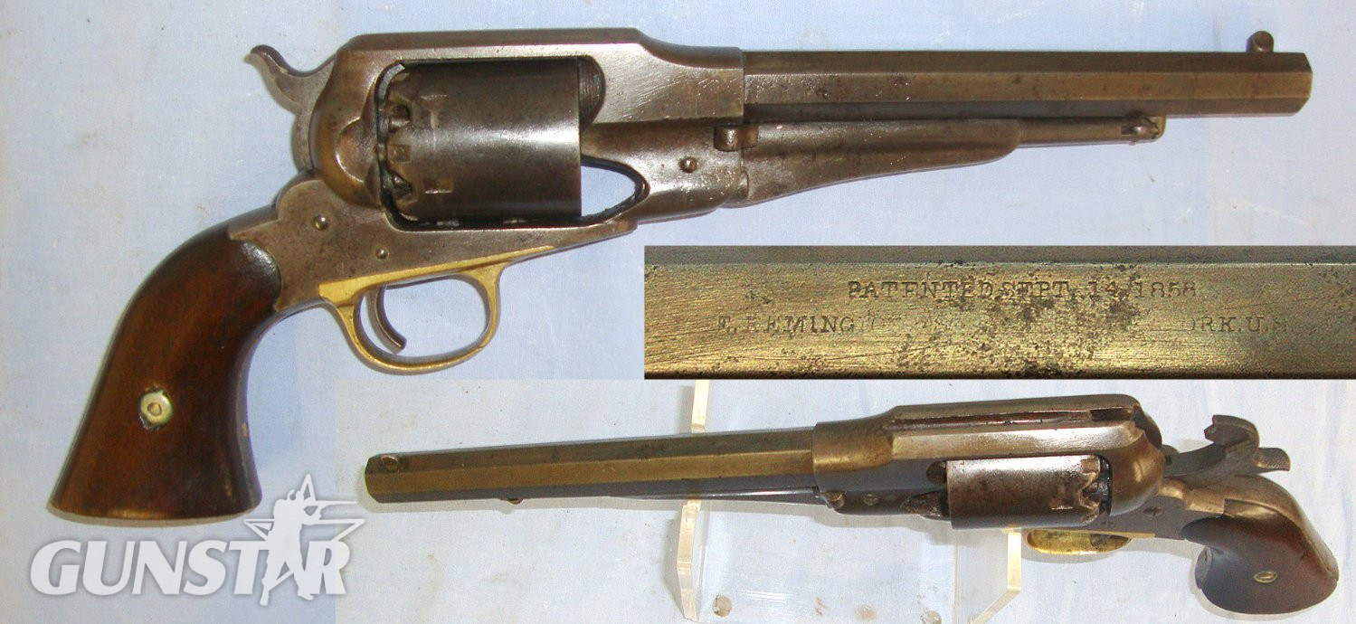American Civil War Era, U.S Army Remington 1858 Army 6 Shot, .44 Calibre Single Action Revolver. Sn 23484:7 revolver .44 Revolver