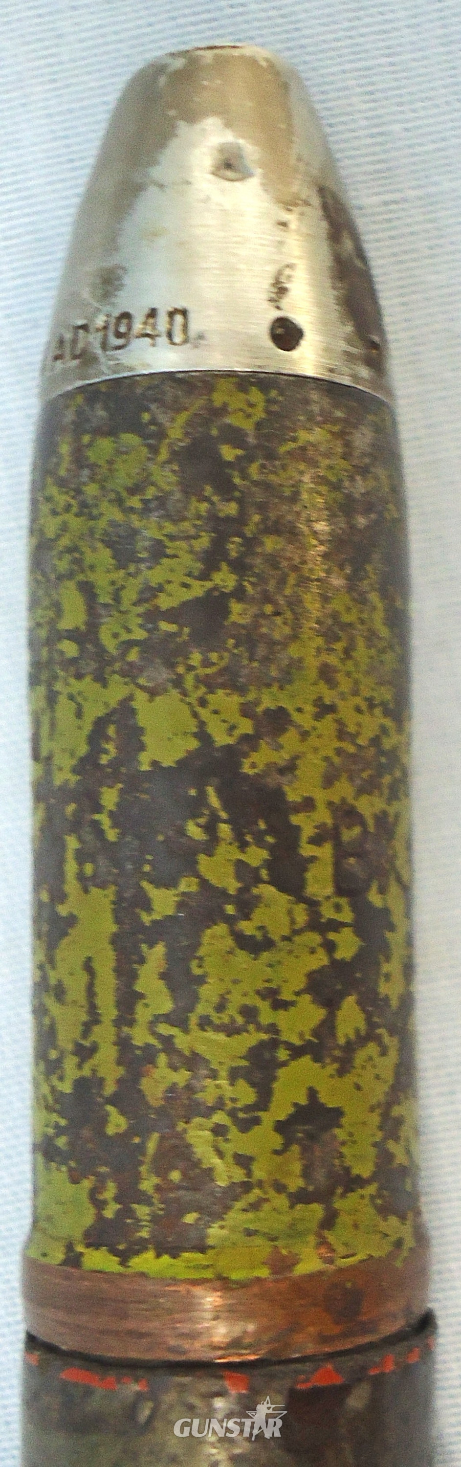 INERT DEACTIVATED. WW2 INERT German 1944 Dated 20 mm MK151/20 (20x82) HE (High Explosive) Cannon Round. - O 2009 INERT DEACTIVATED. WW2 INERT German 1944 Dated 20 mm MK151/20 (20x82) HE (High Explosive) Cannon Round. - O 2009  Other Ammunition 