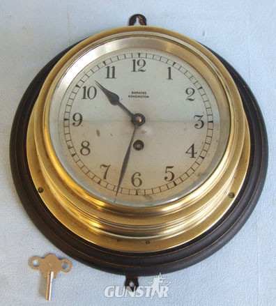 Barkers of Kensington, London Brass Cased Eight Day Naval Bulkhead Clock By Barkers of Kensington, London, Mou Other Accessory in 