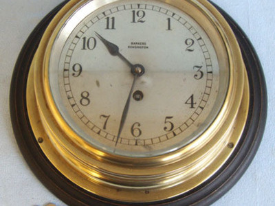 Barkers of Kensington, London Brass Cased Eight Day Naval Bulkhead Clock By Barkers of Kensington, London, Mou Other Accessory