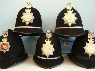 Police Constable & Sergeant\'s Uniform Helmet with Plate. (price per helmet) Mer British Police Constable & Sergeant's Uniform Helmet with Plate. (price per helm Clothing