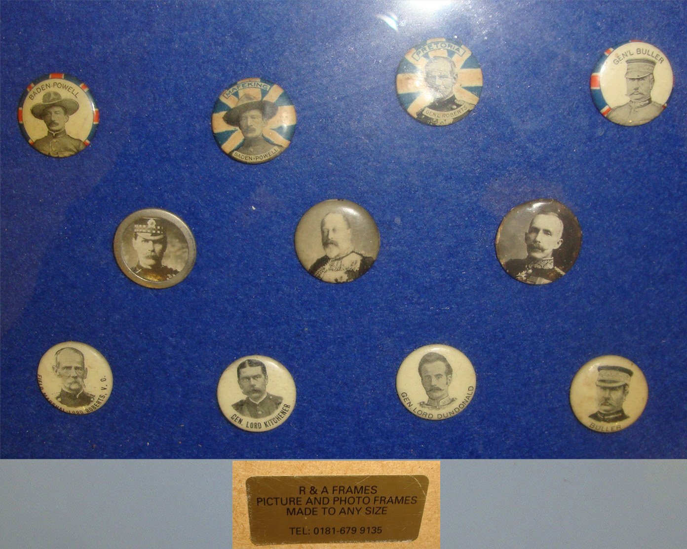  A Framed Collection Of Original Colourful Victorian Boer War Home Front / Recruitment / Propaganda Celluloid Wrapped Tin Pin Badges & Pendants. MISC 1014 - MISC 1014 A Framed Collection Of Original Colourful Victorian Boer War Home Front / Recruitment / Propaganda Celluloid Wrapped Tin Pin Badges & Pendants. MISC 1014 - MISC 1014 Antique & Militaria