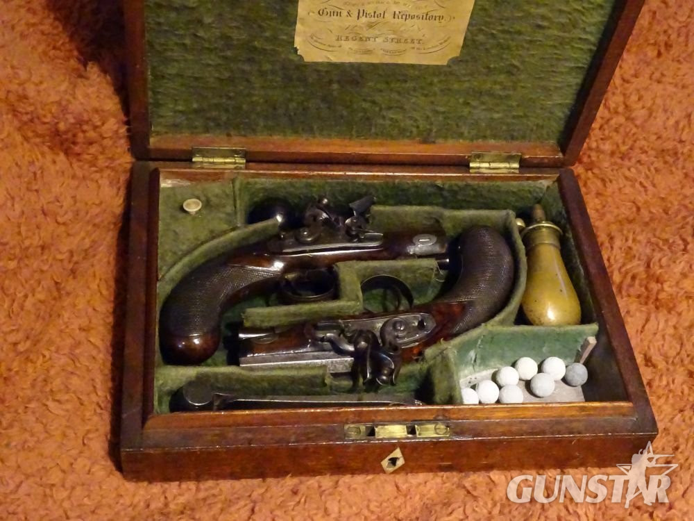 KENT & CO. LONDON PAIR OF FLINTLOCK PISTOLS .45 Muzzleloader
