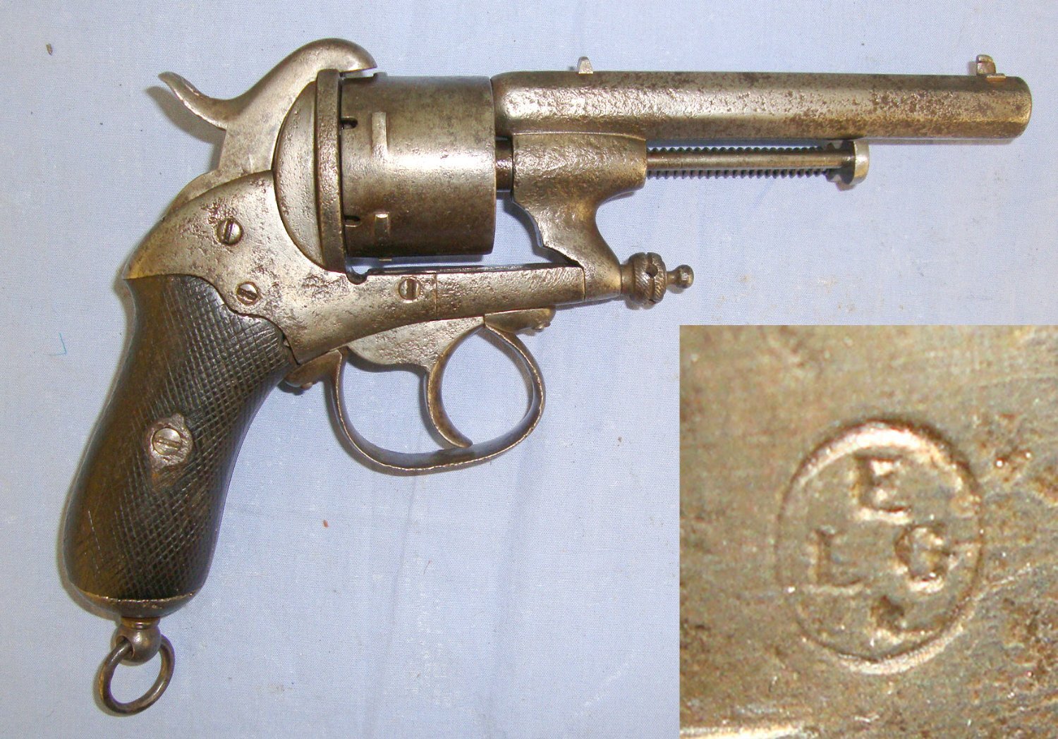C1865 Liege Belgium Proofed French “CHAMELOT & DELVIGNE” Model 8, 9mm Pin Fire Obsolete Calibre 6 Shot Double Action Military Revolver. Sn 23484:8 revolver 9mm Revolver