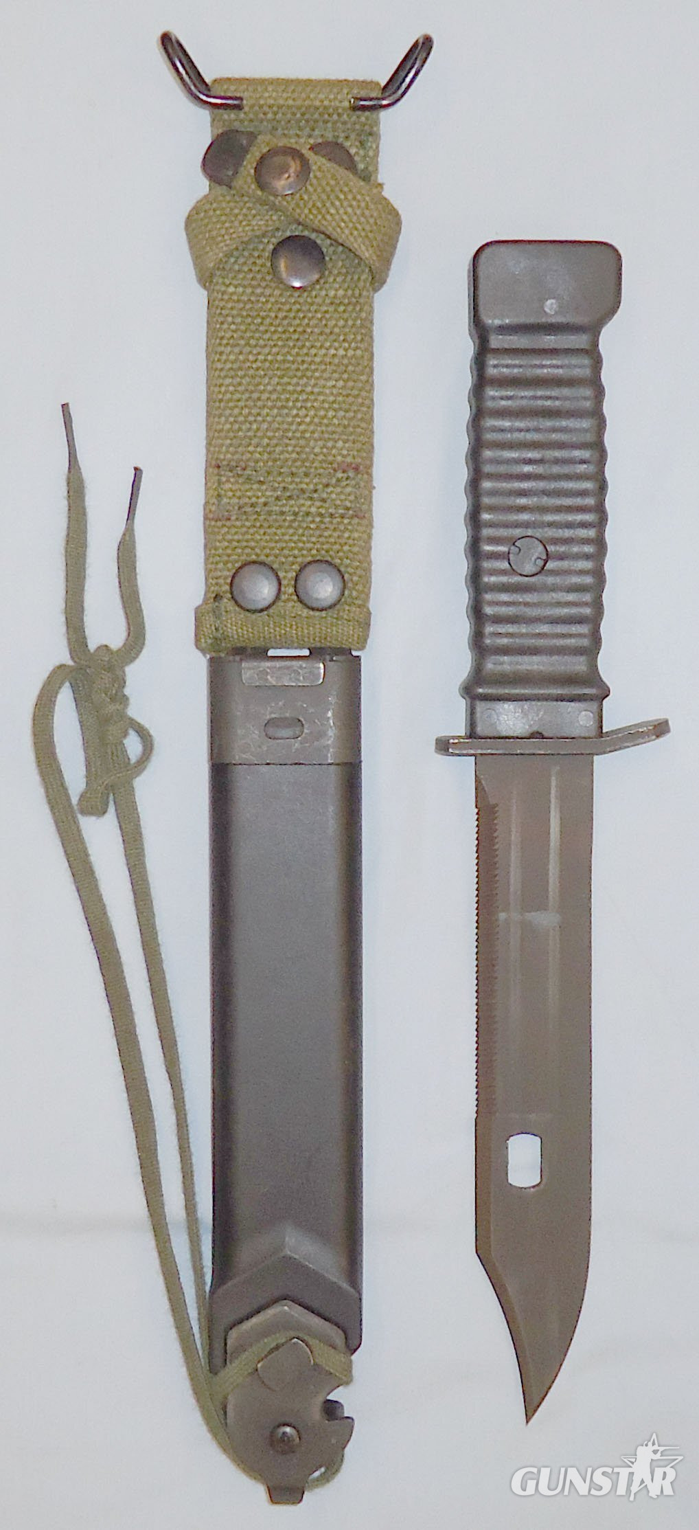 German Post WWII Survival Knife with Scabbard and Webbing Frog.  8881:20. Knive in 