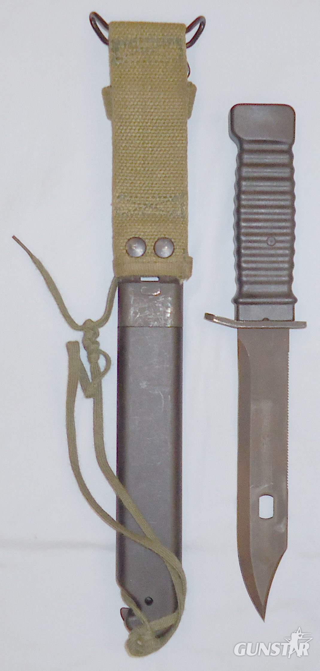 German Post WWII Survival Knife with Scabbard and Webbing Frog.  8881:20. Knive