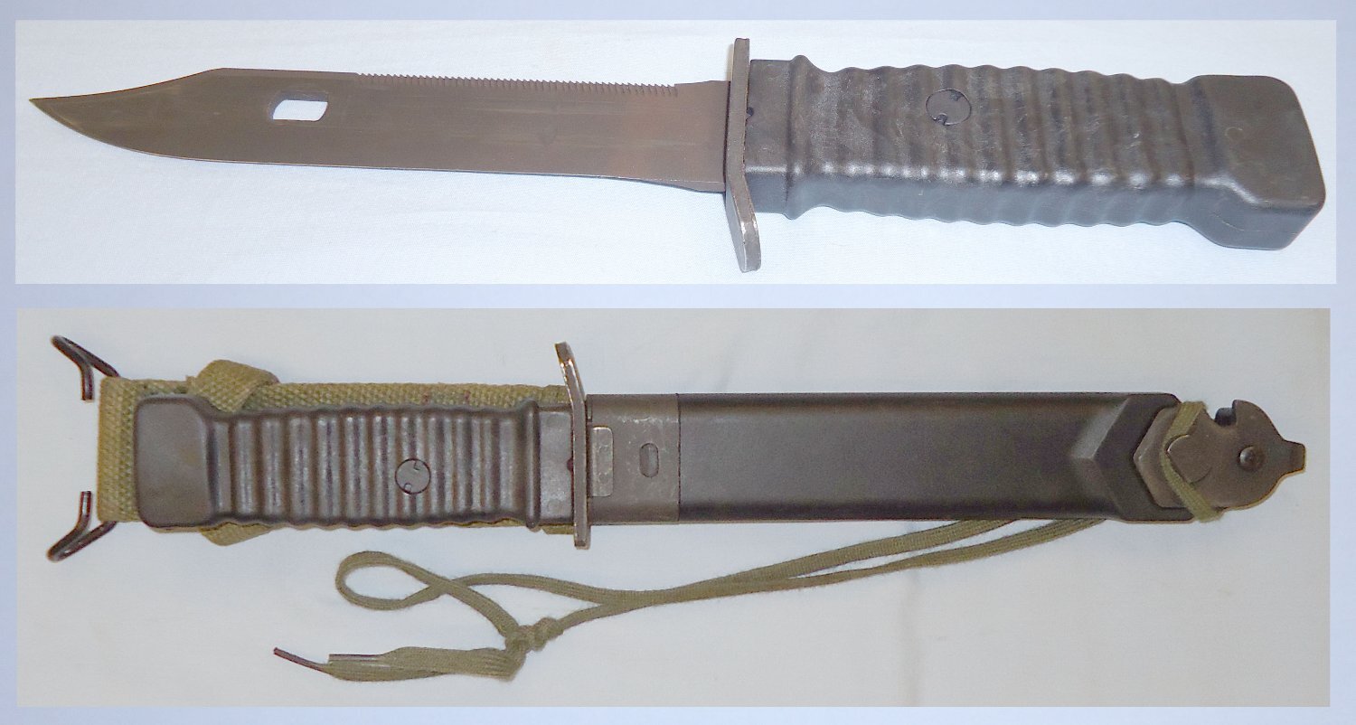 German Post WWII Survival Knife with Scabbard and Webbing Frog.  8881:20. Knive