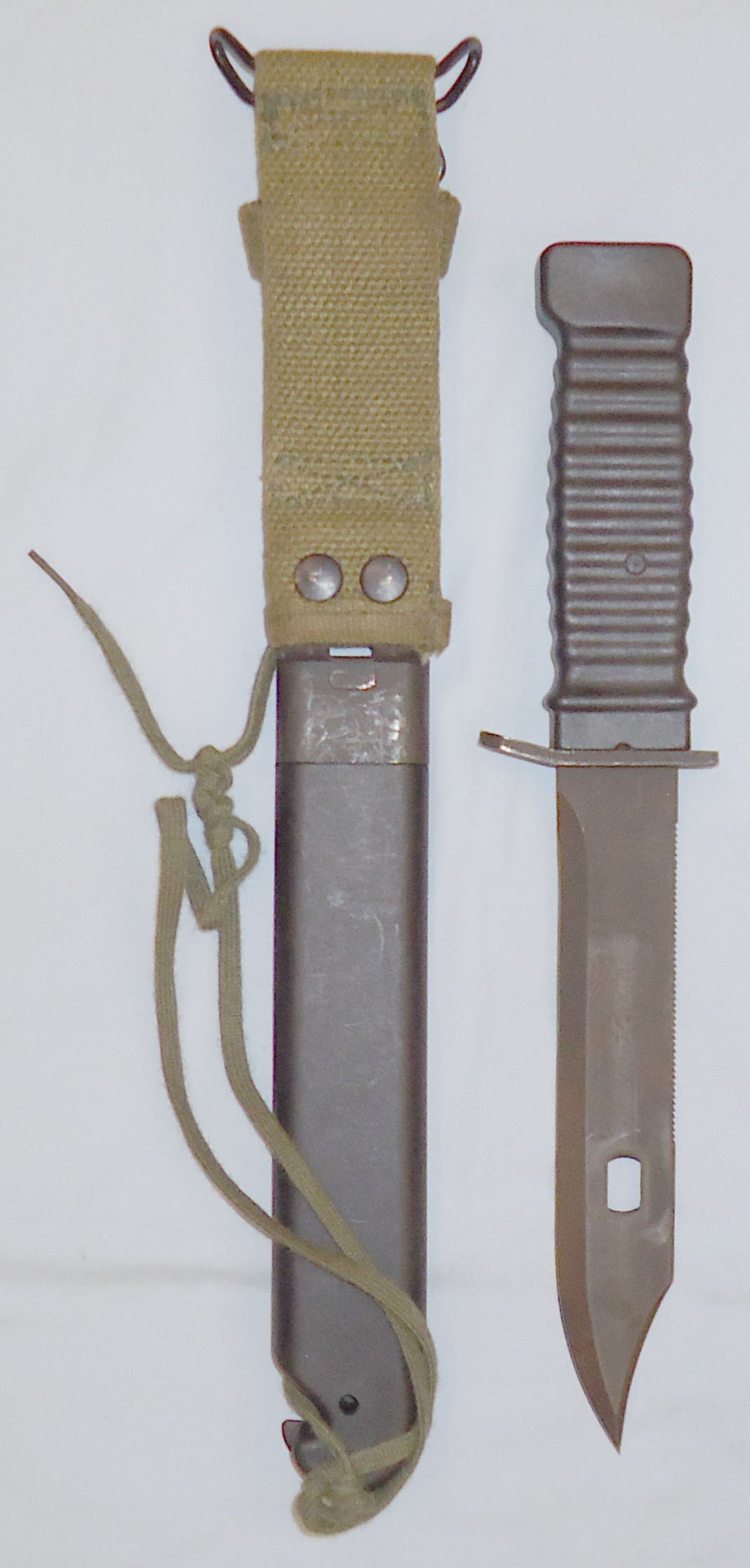  German Post WWII Survival Knife with Scabbard and Webbing Frog.  8881:20. Knive