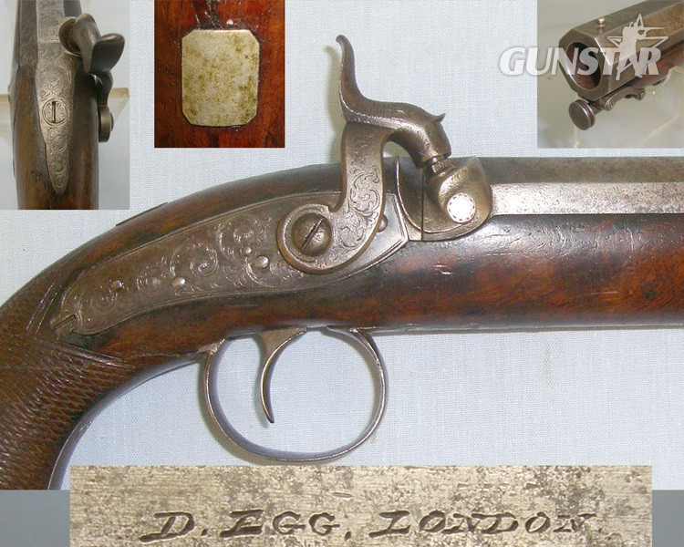 Durs Egg 18 Bore Percussion Traveling Pistol With Octagonal Steel Barrel, Walnut Full Stock & Captive Steel Ram Rod None Muzzleloader